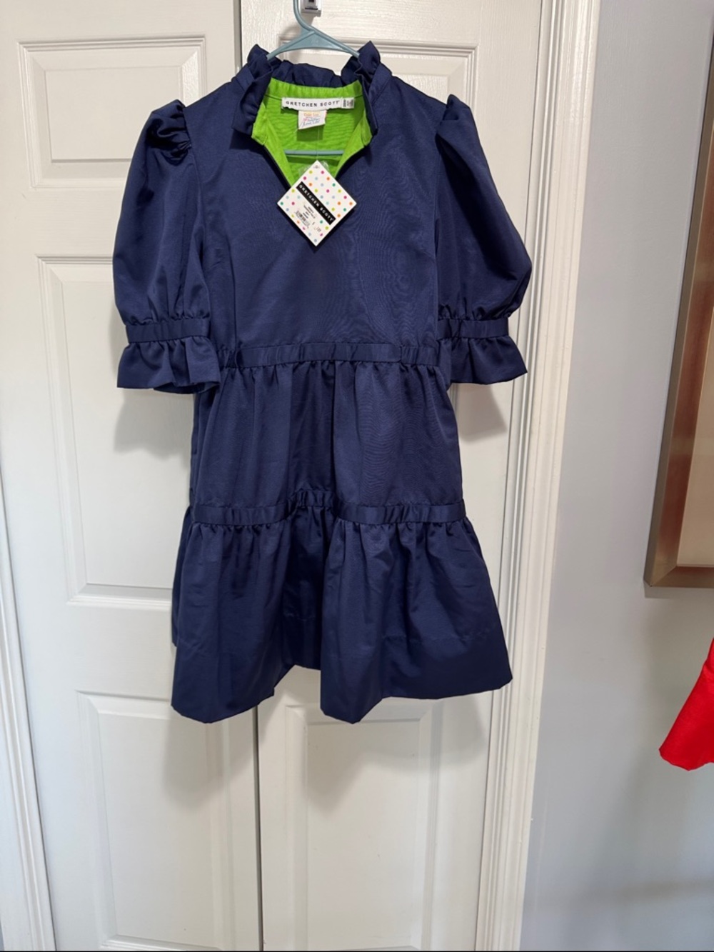 Gretchen Scott Designs Mini Dress in Navy and Lime NWT